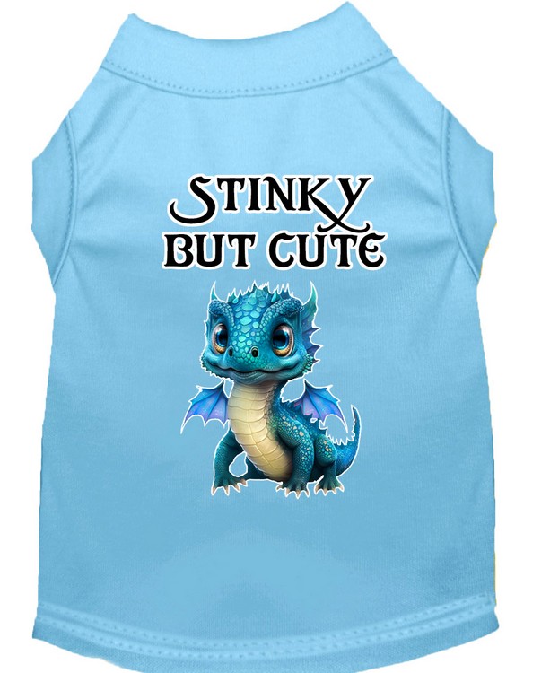 Stinky but Cute Dragon Screen Print Dog Shirt Baby Blue XS (8)